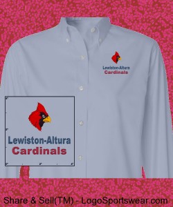 Ladies Long Sleeve Oxford Shirt with Stain-Release - Lewiston-Altura Cardinals Design Zoom